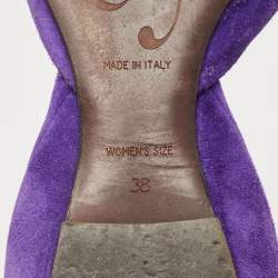 Roger Vivier Purple Suede Chip Buckle D'orsay Ballet Flats Size 38