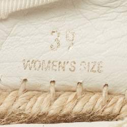 Pre Owned Roger Vivier White Canvas Embellished Lace Up Espadrille Flats Size 39