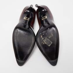 Pre Owned Roger Vivier Burgundy Patent Leather Round Toe Pumps Size 38.5