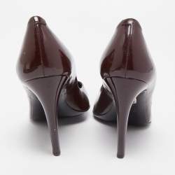 Pre Owned Roger Vivier Burgundy Patent Leather Round Toe Pumps Size 38.5