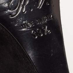 Pre Owned Roger Vivier Gold Leather Buckle Wedge Slingback Sandals Size 39.5