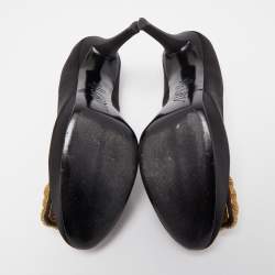 Roger Vivier Black Satin Buckle Platform Pumps Size 39.5