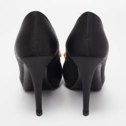 Roger Vivier Black Satin Buckle Platform Pumps Size 39.5