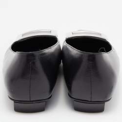 Roger Vivier Black Leather Belle Vivier Ballet Flats Size 37.5