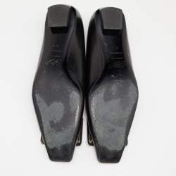 Roger Vivier Black Leather Belle Vivier Ballet Flats Size 37.5
