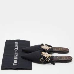 Roger Vivier Black Satin Star Strass Mule Flats Size 39