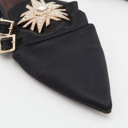 Roger Vivier Black Satin Star Strass Mule Flats Size 39