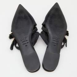 Roger Vivier Black Satin Star Strass Mule Flats Size 39