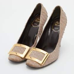 Roger Vivier Light Brown Python Trompette Pumps Size 38.5