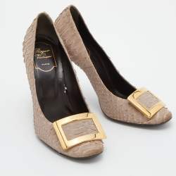 Roger Vivier Light Brown Python Trompette Pumps Size 38.5