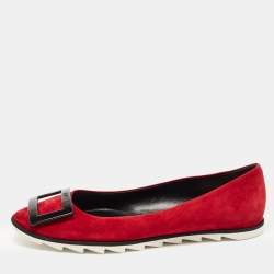 Roger Vivier Red Suede Gommette Ballet Flats Size 39
