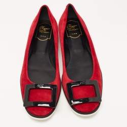 Roger Vivier Red Suede Gommette Ballet Flats Size 39