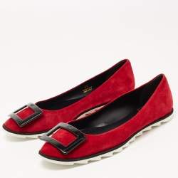 Roger Vivier Red Suede Gommette Ballet Flats Size 39
