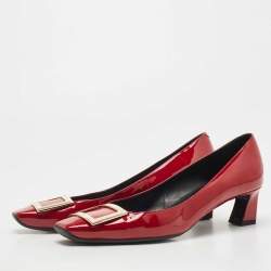 Roger Vivier Dark Red Patent Leather Belle Vivier Pumps Size 41