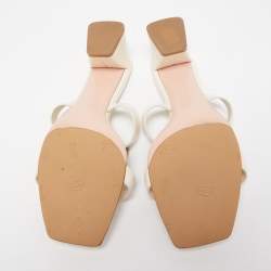 Roger Vivier Off White Leather Crystal Embellished Slide Sandals Size 42