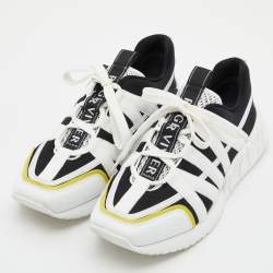 Pre Owned Roger Vivier White/Black Leather and Mesh Viv Go Scuba Sneakers Size 40