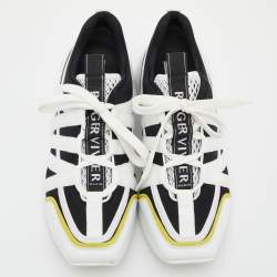Pre Owned Roger Vivier White/Black Leather and Mesh Viv Go Scuba Sneakers Size 40