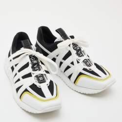 Pre Owned Roger Vivier White/Black Leather and Mesh Viv Go Scuba Sneakers Size 40