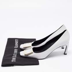 Pre Owned Roger Vivier Grey Leather Trompette Pumps Size 39