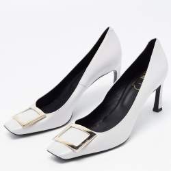 Pre Owned Roger Vivier Grey Leather Trompette Pumps Size 39