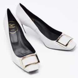 Pre Owned Roger Vivier Grey Leather Trompette Pumps Size 39