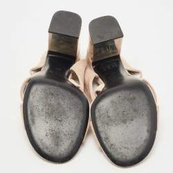 Pre Owned Roger Vivier Beige Suede Crystal Embellished Buckle Slide Sandals Size 39