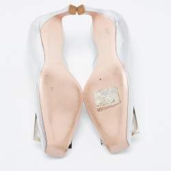 Pre Owned Roger Vivier Silver Leather Belle Vivier Trompette Pumps Size 37