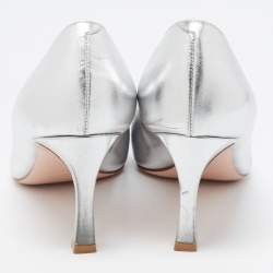 Pre Owned Roger Vivier Silver Leather Belle Vivier Trompette Pumps Size 37