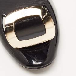 Pre Owned Roger Vivier Black Patent Leather Chips Buckle D'orsay Ballet Flats Size 42