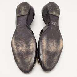 Pre Owned Roger Vivier Black Patent Leather Chips Buckle D'orsay Ballet Flats Size 42