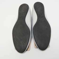 Roger Vivier Grey Leather Buckle Detail Square Cap Toe Ballet Flats Size 37