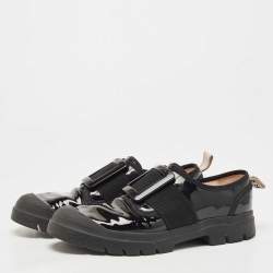 Roger Vivier Black Patent Leather Desert Lacquered Buckle Slip On Derby Size 41