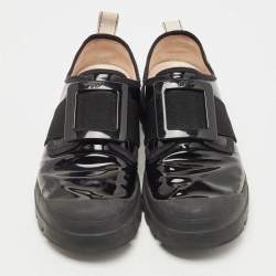 Roger Vivier Black Patent Leather Desert Lacquered Buckle Slip On Derby Size 41
