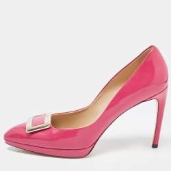 Roger Vivier Red Patent Leather Trompette Pointed Toe Pumps Size 38.5