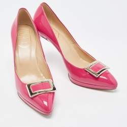 Roger Vivier Red Patent Leather Trompette Pointed Toe Pumps Size 38.5