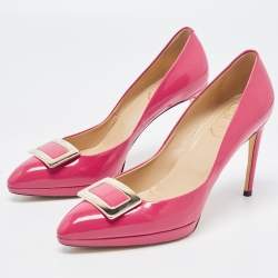 Roger Vivier Red Patent Leather Trompette Pointed Toe Pumps Size 38.5