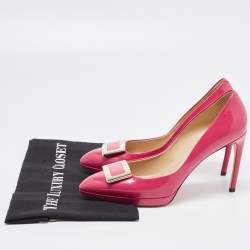 Roger Vivier Red Patent Leather Trompette Pointed Toe Pumps Size 38.5