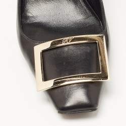 Pre Owned Roger Vivier Black Leather Belle Vivier Trompette Pumps Size 39