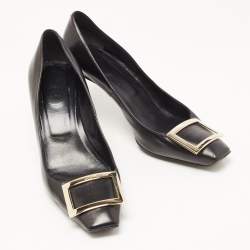 Pre Owned Roger Vivier Black Leather Belle Vivier Trompette Pumps Size 39