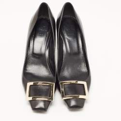 Pre Owned Roger Vivier Black Leather Belle Vivier Trompette Pumps Size 39
