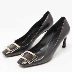 Pre Owned Roger Vivier Black Leather Belle Vivier Trompette Pumps Size 39