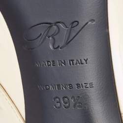 Pre Owned Roger Vivier Cream Patent Leather Belle Vivier Slingback Pumps Size 39.5