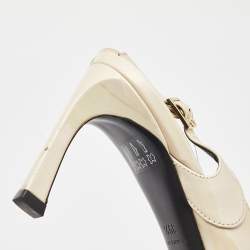 Pre Owned Roger Vivier Cream Patent Leather Belle Vivier Slingback Pumps Size 39.5