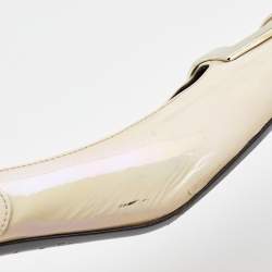 Pre Owned Roger Vivier Cream Patent Leather Belle Vivier Slingback Pumps Size 39.5