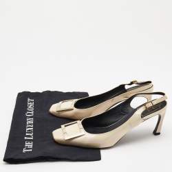 Pre Owned Roger Vivier Cream Patent Leather Belle Vivier Slingback Pumps Size 39.5