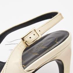 Pre Owned Roger Vivier Cream Patent Leather Belle Vivier Slingback Pumps Size 39.5