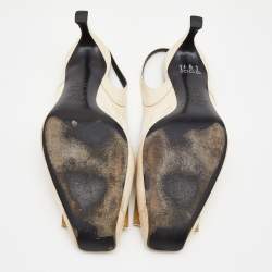 Pre Owned Roger Vivier Cream Patent Leather Belle Vivier Slingback Pumps Size 39.5