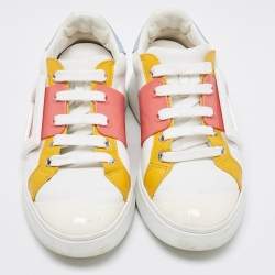 Pre Owned Roger Vivier White Leather Viv Skate Sneakers Size 35.5