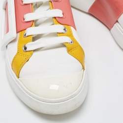 Pre Owned Roger Vivier White Leather Viv Skate Sneakers Size 35.5