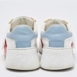 Pre Owned Roger Vivier White Leather Viv Skate Sneakers Size 35.5